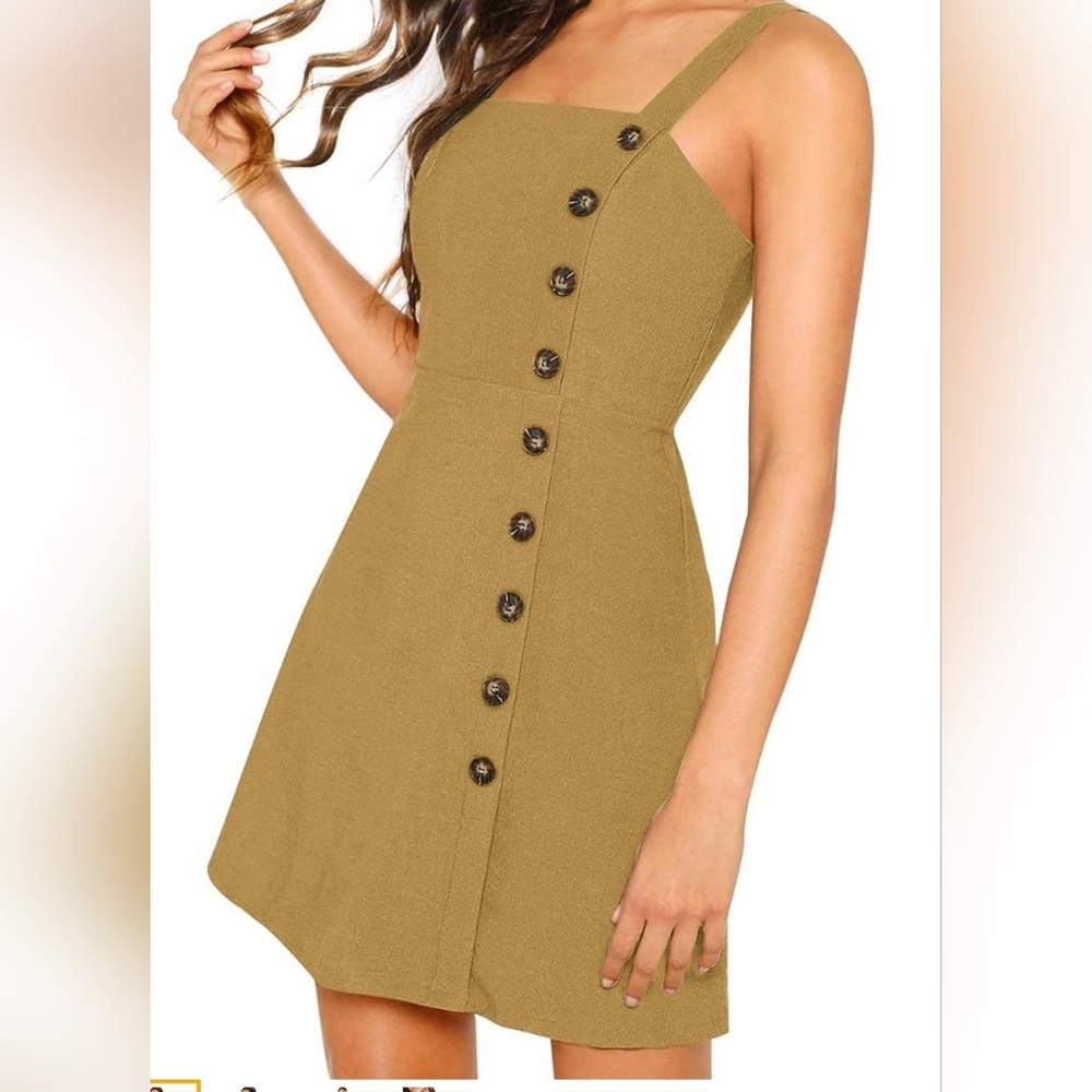 Verdusa Womens Button Front Overall Dress